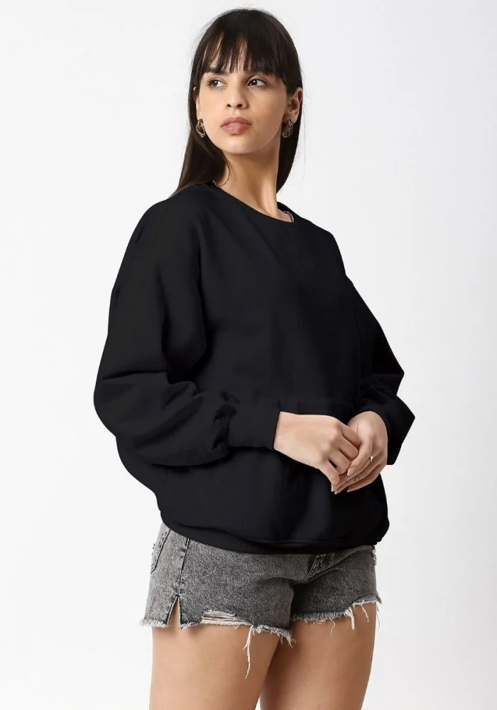 Black oversized sweatshirt womens top