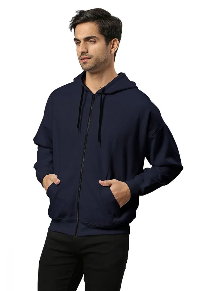 Lite Men Oversized Zipper Hoodie Navy