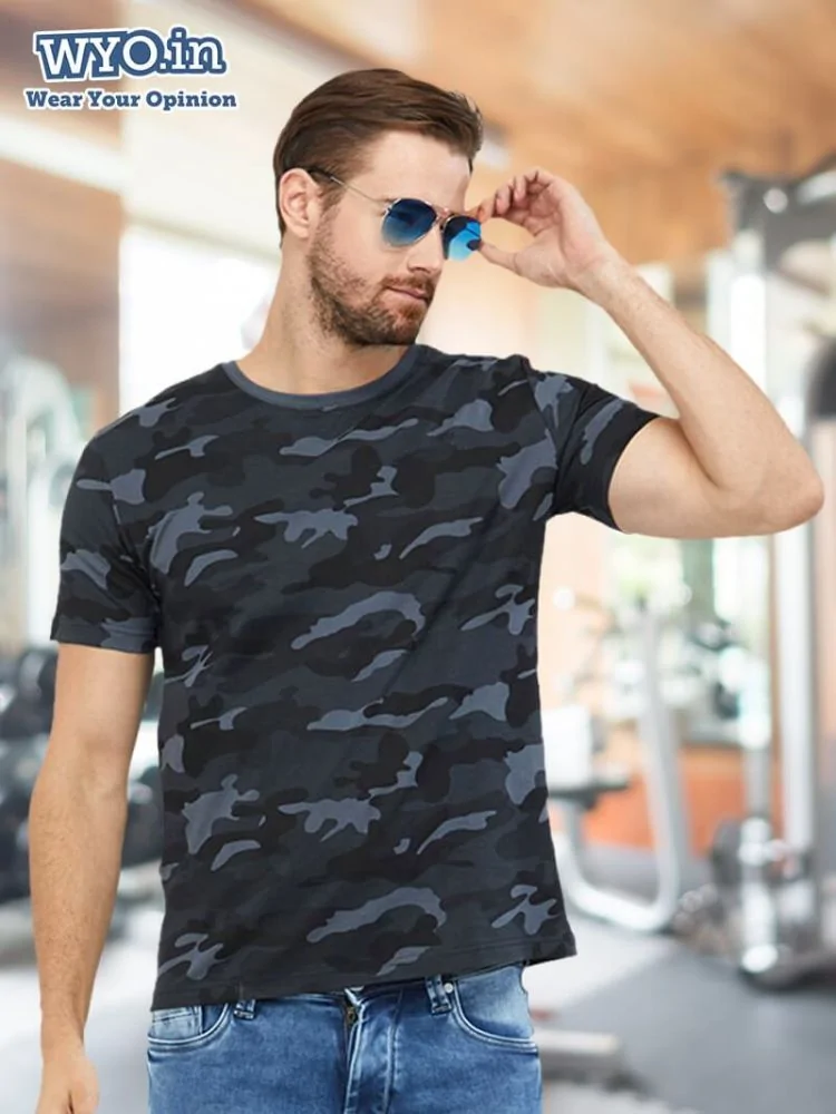 Camouflage T-Shirt - Shop Mens Grey Camouflage Tshirt Online 