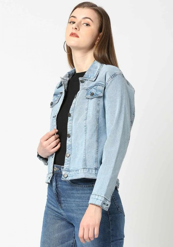 Women Denim Jacket Light Blue