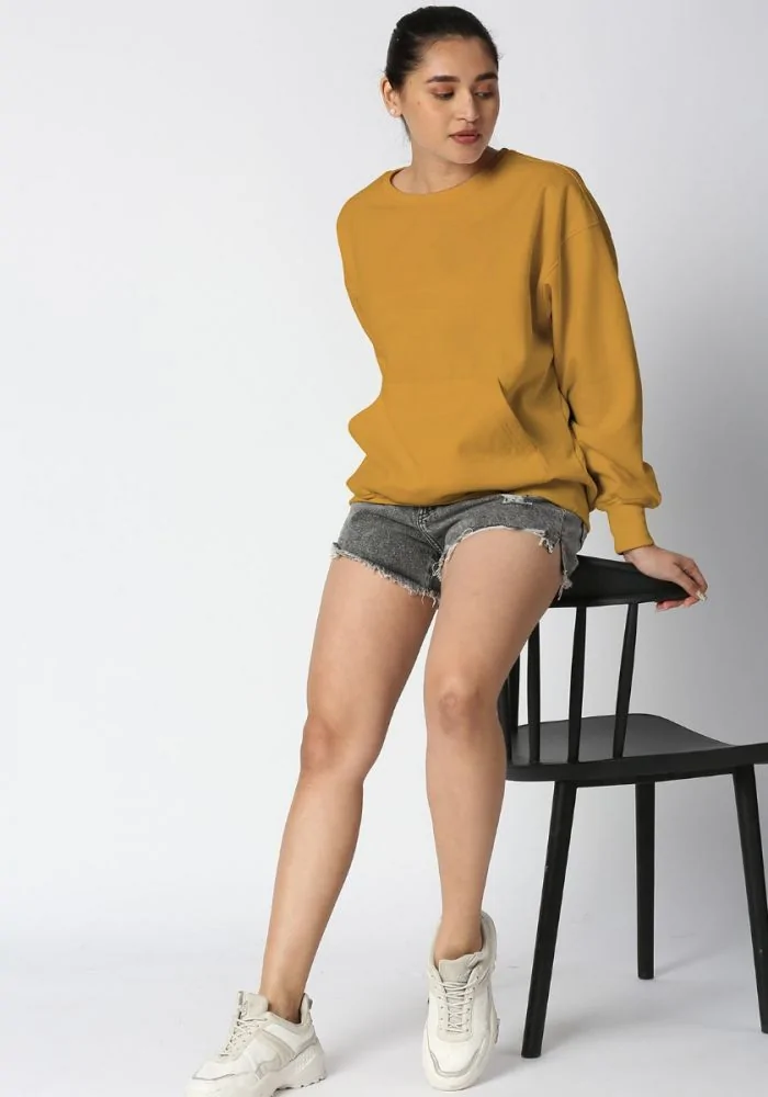 Mustard sweatshirt womens on sale