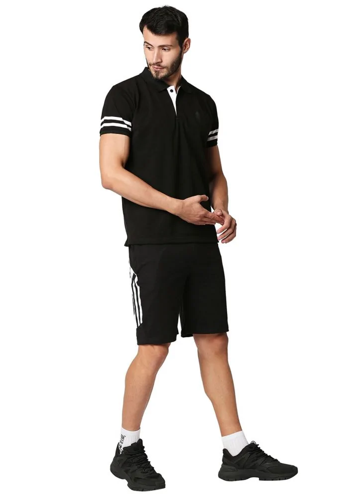 Striped Polo Shorts Set