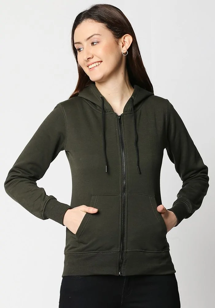Olive green zipper hoodie best sale